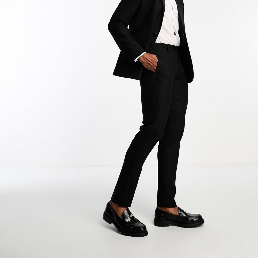 Zara Black Slim Tuxedo Wedding Guest Dress Black Pants